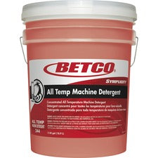 Betco Symplicity All Temp Machine Detergent - Liquid - 640 fl oz (20 quart) - Surfactant Scent - 1 Each - Clear, Orange