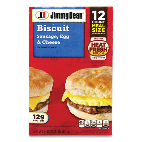 Biscuit Breakfast Sandwich, Sausage, Egg And Cheese, 54 Oz, 12/box, Ships In 1-3 Business Days