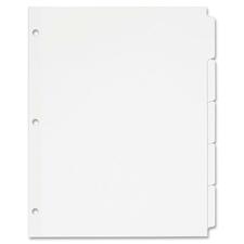 Write And Erase Plain-tab Paper Dividers, 5-tab, 11 X 8.5, White, 36 Sets