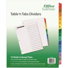 Table 'n Tabs Dividers, 15-tab, 1 To 15, 11 X 8.5, White, Assorted Tabs, 1 Set