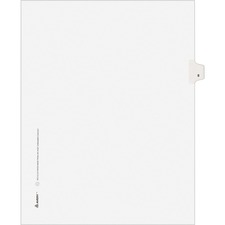 Preprinted Legal Exhibit Side Tab Index Dividers, Avery Style, 10-tab, 8, 11 X 8.5, White, 25/pack
