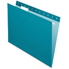 Colored Hanging Folders, Letter Size, 1/5-cut Tabs, Teal, 25/box