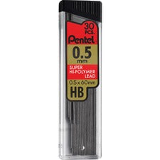 Super Hi-polymer Lead Refills, 0.5 Mm, Hb, Black, 30/tube