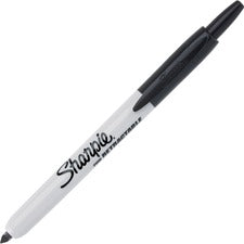 Retractable Permanent Marker, Fine Bullet Tip, Black