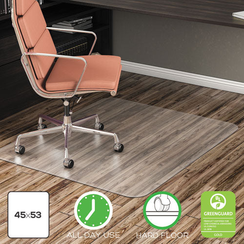 Economat All Day Use Chair Mat For Hard Floors, 45 X 53, Wide Lipped, Clear