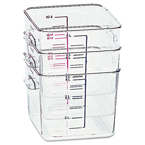 Spacesaver Square Containers, 4 Qt, 8.8 X 8.75 X 4.75, Clear, Plastic