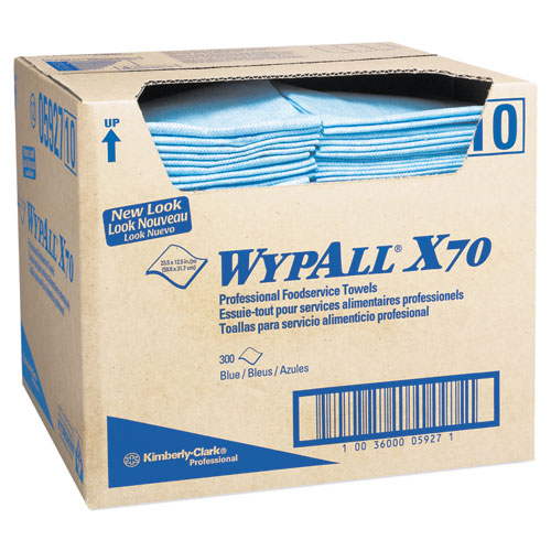 X70 Foodservice Towels, 1/4 Fold, 12.5 X 23.5, Unscented, Blue, 300/carton