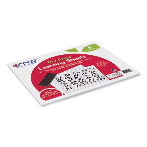 Gowrite! Dry Erase Learning Boards, 8.25 X 11, White Surface, 5/pack