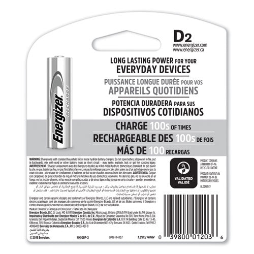 Nimh Rechargeable D Batteries, 1.2 V, 2/pack