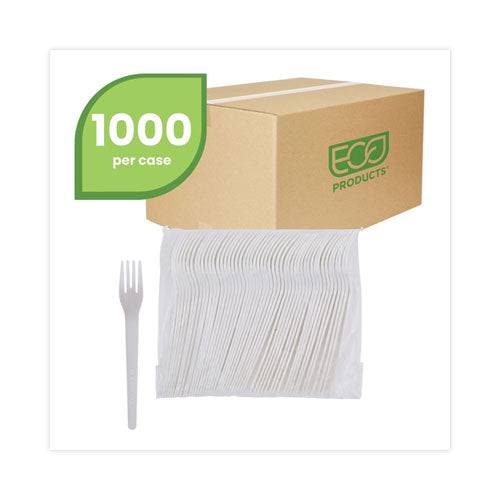 Plantware Compostable Cutlery, Fork, 6", Pearl White, 50/pack, 20 Pack/carton