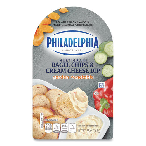 Multigrain Bagel Chips And Garden Vegetable Cream Cheese Dip, 2.5 Oz, 5/box, Ships In 1-3 Business Days