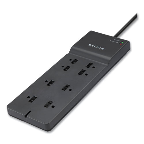 Home/office Surge Protector, 8 Ac Outlets, 8 Ft Cord, 2,500 J, Black