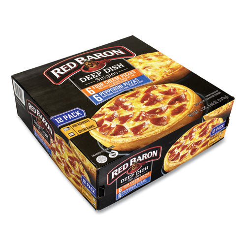 Deep Dish Pizza Singles Variety Pack, Four Cheese/pepperoni, 5.5 Oz Pack, 12 Packs/box, Ships In 1-3 Business Days