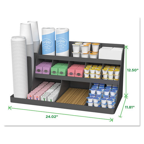 Extra Large Coffee Condiment and Accessory Organizer, 14 Compartment, 24 x 11.8 x 12.5, Black Extra Large Coffee Condiment and Accessory Organizer, 14 Compartment, 24 x 11.8 x 12.5, Black