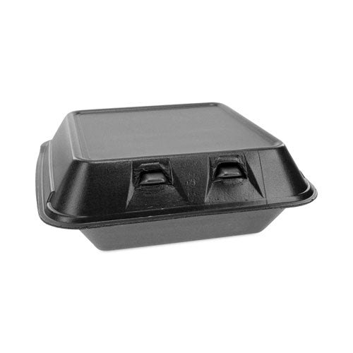 Smartlock Foam Hinged Lid Container, Medium, 3-compartment, 8 X 8.5 X 3, Black, 150/carton