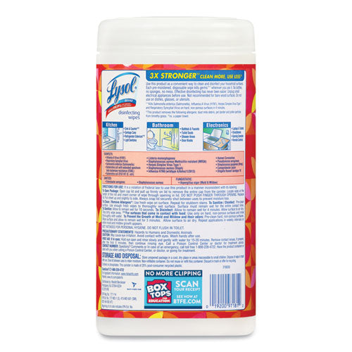 Disinfecting Wipes, 7 X 7.25, Mango And Hibiscus, 80 Wipes/canister
