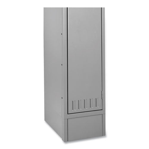 Three Wide Closed Locker Base, 36w X 18d X 6h, Medium Gray