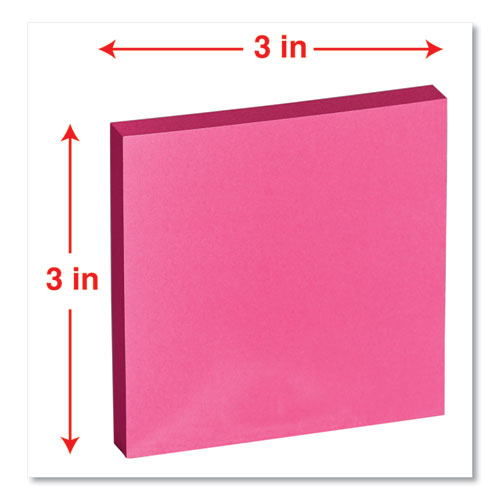Self-stick Note Pads, 3" X 3", Assorted Bright Colors, 100 Sheets/pad, 12 Pads/pack