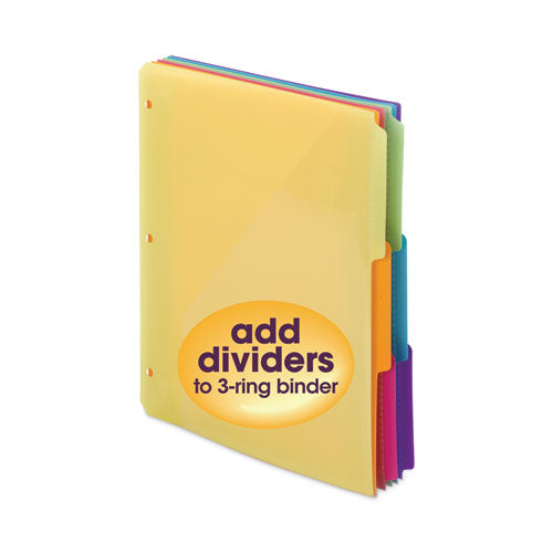 Three-ring Binder Poly Index Dividers With Pocket, 9.75 X 11.25, Assorted Colors, 30/box