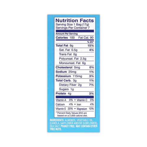 Low Sodium Lightly Salted Almonds, 1.5 Oz Bag, 42 Bags/box, Ships In 1-3 Business Days