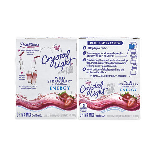 On-the-go Sugar-free Drink Mix, Wild Strawberry Energy, 0.12oz Single-serving, 30/pk, 2 Pk/bx, Ships In 1-3 Business Days