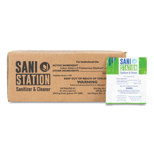 Sani Station Sanitizer And Cleaner, 0.5 Oz Packets, 100/pack