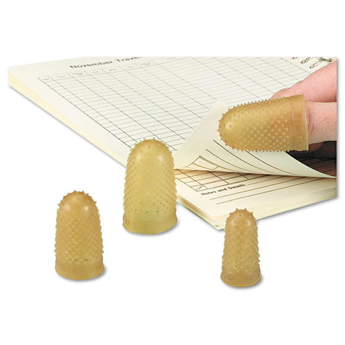 Rubber Finger Tips, 13 (large), Amber, Dozen