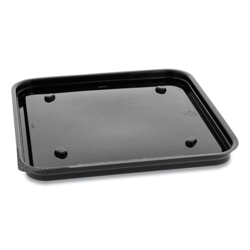 Recycled Plastic Container, 6 X 6 Brownie Container, 7.5 X 7.5 X 0.56, Black, Plastic, 195/carton