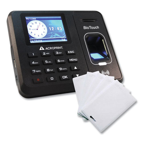 Biotouch Time Clock And Badges Bundle, 10,000 Employees, Black