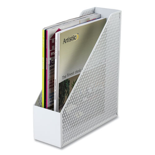 Urban Collection Punched Metal Magazine File, 3.5 X 10 X 11.5, White