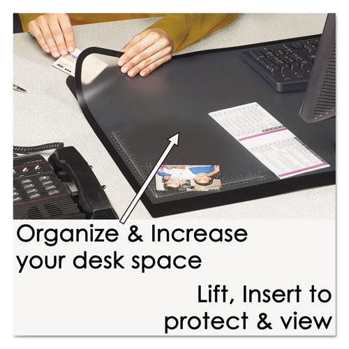 Lift-top Pad Desktop Organizer, With Clear Overlay, 24 X 19, Black