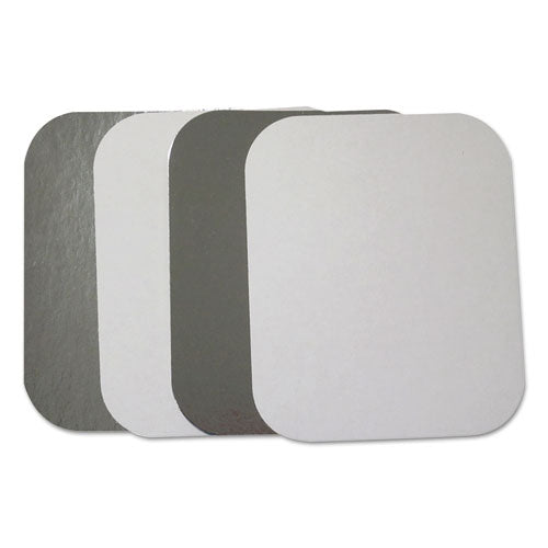 Flat Board Lids For 8" Round Containers, Silver, Paper, 500 /carton