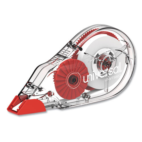 Correction Tape Dispenser, Non-refillable, Transparent Red Applicator, 0.2" X 315", 2/pack