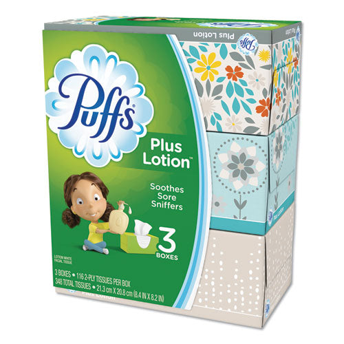 Plus Lotion Facial Tissue, 2-ply, White, 124 Sheets/box, 6 Boxes/pack, 4 Packs/carton