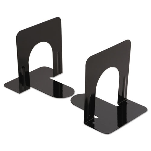 Economy Bookends, Nonskid, 5.88 X 8.25 X 9, Heavy Gauge Steel, Black, 1 Pair