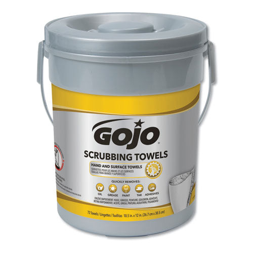 Scrubbing Towels, Hand Cleaning, 2-ply, 10.5 X 12, Silver/yellow, 72/bucket, 6/carton