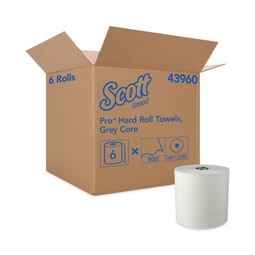 Pro Hard Roll Paper Towels With Absorbency Pockets, For Scott Pro Dispenser, Gray Core Only, 7.5" X 900 Ft, 6 Rolls/carton