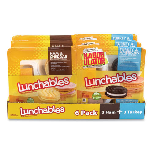 Lunchables Variety Pack, Turkey/american And Ham/cheddar, 6/box, Ships In 1-3 Business Days
