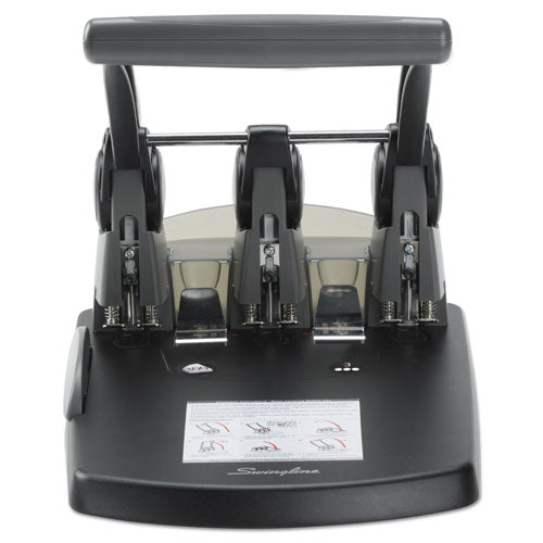 300-sheet Extra High-capacity Three-hole Punch, 9/32" Holes, Black/gray