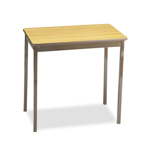 Utility Table With Bottom Shelf, Rectangular, 48w X 18d X 30h, Walnut/black