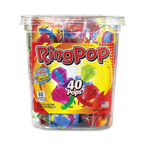 Ring Pop Lollipops, Assorted Flavors, 0.5 oz, 40 Piece Tub, Ships in 1-3 Business Days Ring Pop Lollipops, Assorted Flavors, 0.5 oz, 40 Piece Tub, Ships in 1-3 Business Days
