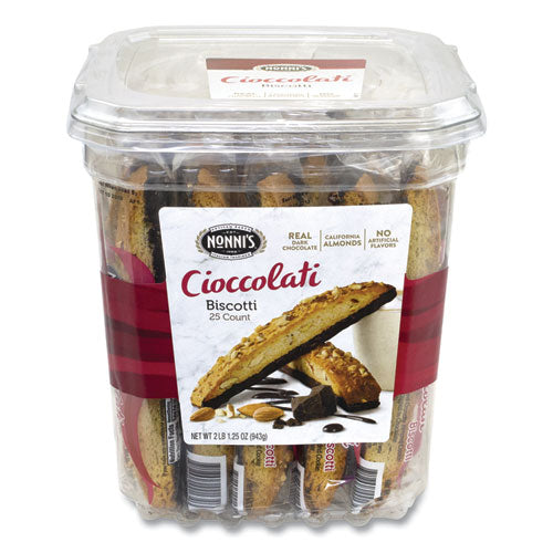 Biscotti, Dark Chocolate Almond, 0.85 Oz Individually Wrapped, 25/pack, Ships In 1-3 Business Days
