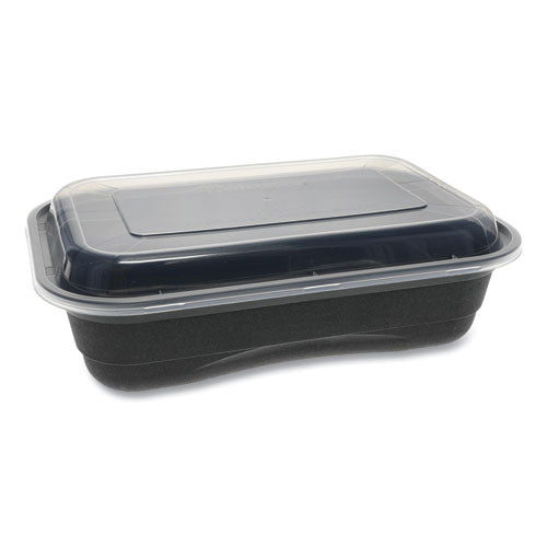 Earthchoice Mealmaster Container With Lid, 16 Oz, 7 X 7 X 1.8, Black/clear, Plastic, 252/carton