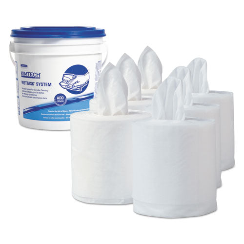 Power Clean Wipers For Solvents Wettask Customizable Wet Wiping System 12 X 12.5, Unscented, 60/roll, 5 Rolls/1 Bucket/ct