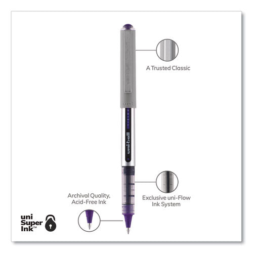 Vision Roller Ball Pen, Stick, Fine 0.7 Mm, Majestic Purple Ink, Gray Barrel, Dozen