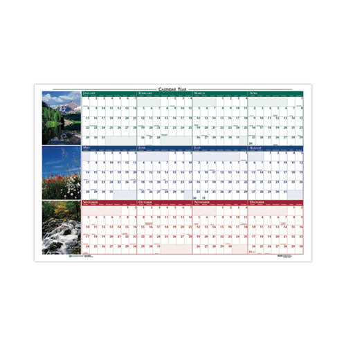 Earthscapes Recycled Reversible/erasable Yearly Wall Calendar, Nature Photos, 18 X 24, White Sheets, 12-month (jan-dec): 2023