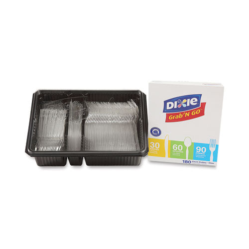 Combo Pack, Tray With Clear Plastic Utensils, 90 Forks, 30 Knives, 60 Spoons