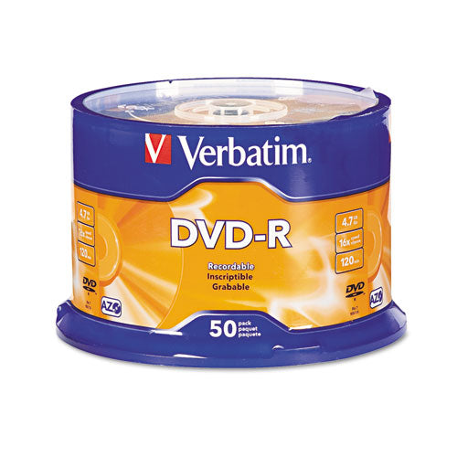 Dvd-r Recordable Disc, 4.7 Gb, 16x, Spindle, White, 50/pack