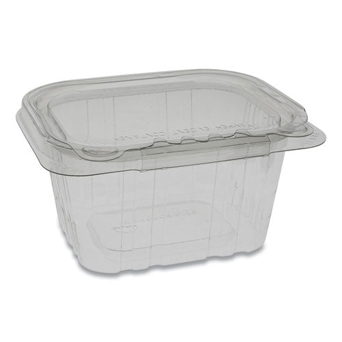 Earthchoice Tamper Evident Recycled Hinged Lid Deli Container, 16 Oz, 5.38 X 4.5 X 2.63, Clear, Plastic, 304/carton