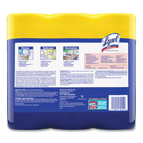 Disinfecting Wipes, 1-ply, 7 X 7.25, Lemon And Lime Blossom, White, 35 Wipes/canister, 3 Canisters/pack, 4 Packs/carton